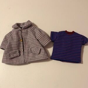 Miniature Doll T Shirt And Gingham Coat